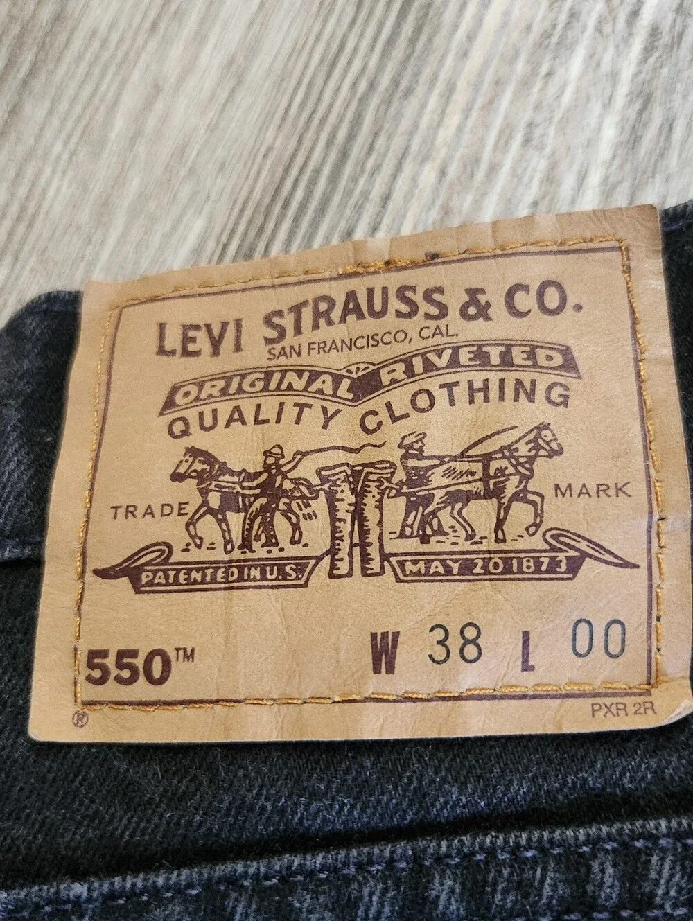 1995 Levis 550 Orange Tab Jort Denim Jean Short Black 38 USA Vintage Dad Grunge